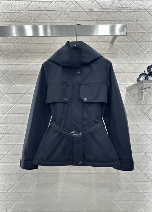 Moncler Hooded Belted Down Puffer Jacket, Lightweight and Sophisticated