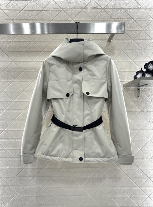 Moncler Hooded Belted Down Puffer Jacket, Lightweight and Sophisticated