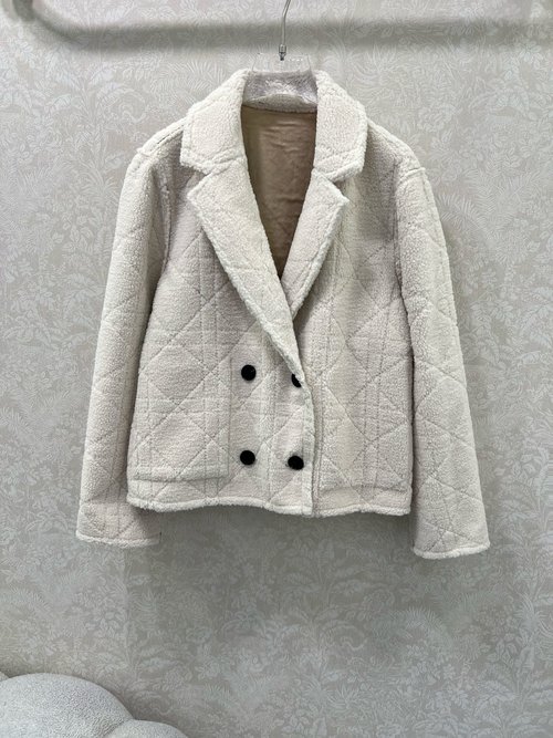 Dior Double - sided Herringbone Lapel Jacket with Brand Mark