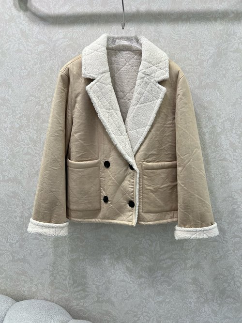 Dior Double - sided Herringbone Lapel Jacket with Brand Mark