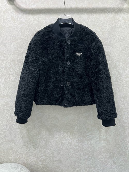 Prada Double-Sided Collared Diamond-Patterned Warm Coat