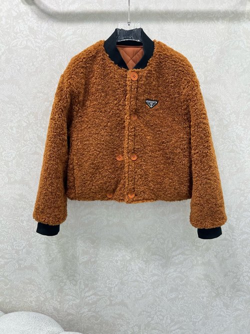 Prada Double-Sided Collared Diamond-Patterned Warm Coat