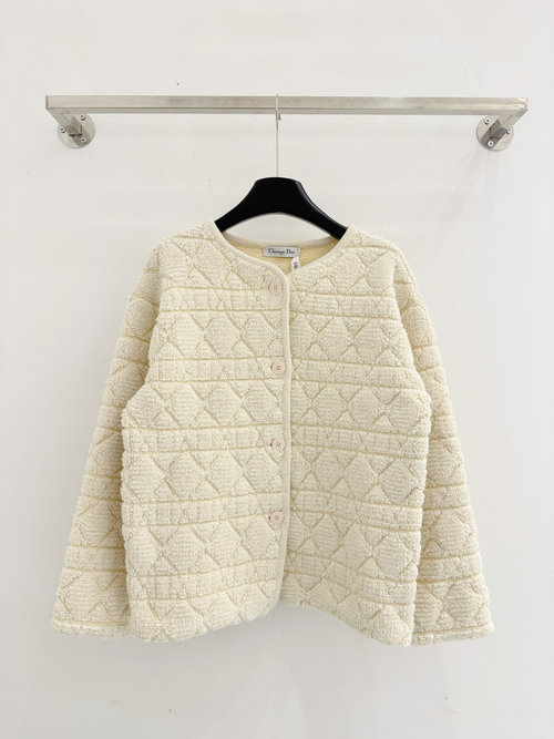 Dior Sweater with Large Rhombic Pattern and Wooden Buttons