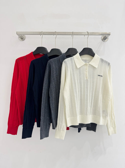 Miu Miu Classic Buttoned Polo - Neck Knit Shirt
