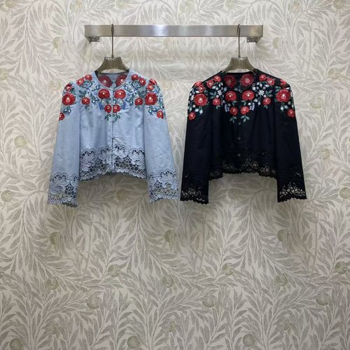 Dior Linen Shirt with Floral Embroidery and Lace Hem