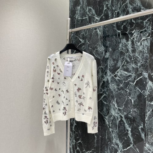 Dior Butterfly Embroidery Open Cardigan, Soft and Sophisticated for Everyday