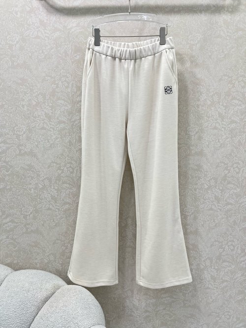 Loewe Wool Straight - Flare Pants with Logo, Slimming and Versatile