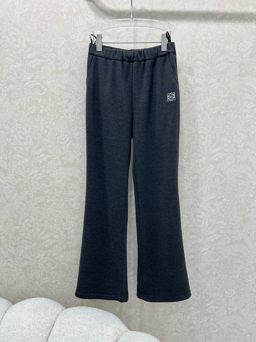 Loewe Wool Straight - Flare Pants with Logo, Slimming and Versatile