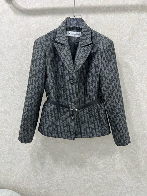 Dior Gray D Monogram Quilted Belted Blazer, High - end and Chic
