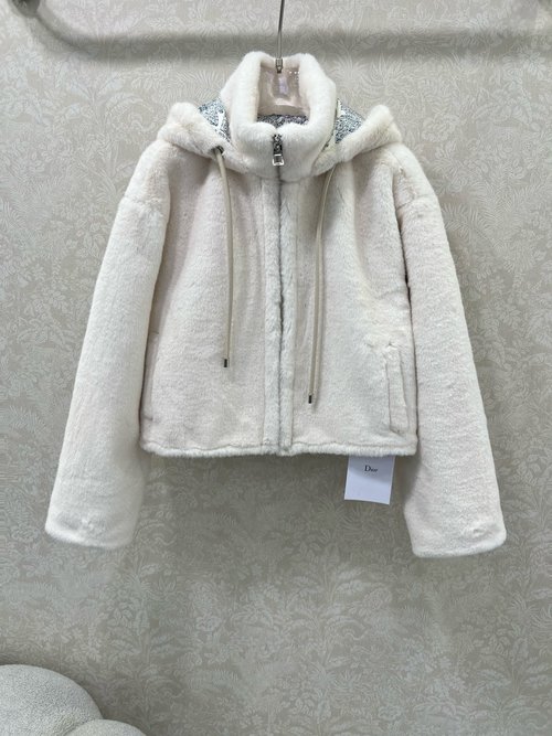 Dior Authentic Mink Fur Coat with Silk Lining and Lambskin Pockets