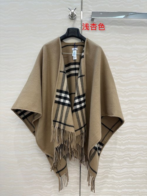 Burberry Original Checked Cashmere Shawl, Double-woven, Retro Appeal