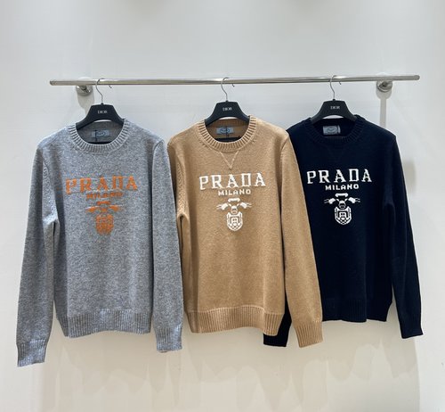 Prada Classic Wool Knitwear with Branded Jacquard
