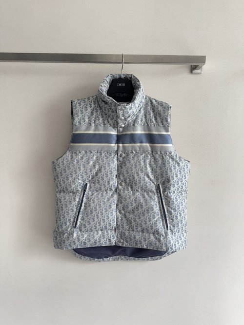 Dior Monogrammed Convertible Collar H-cut Down Vest