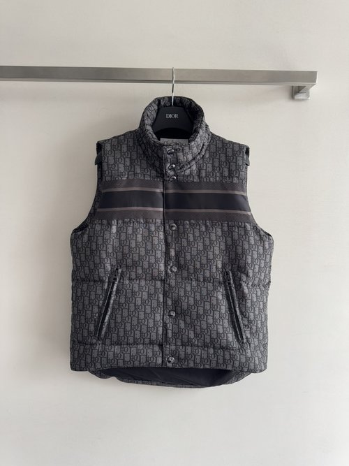 Dior Monogrammed Convertible Collar H-cut Down Vest