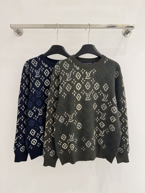 Louis Vuitton Chic Knit with LV Monogram Jacquard, Harmonious Blue-Green Hues