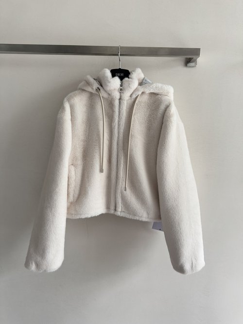 Dior Mink Fur and Leather Drawstring Hooded Coat, Soft and Stylish