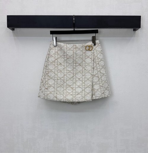 Dior Imported Custom Twill Cotton Silk High-waist Checked Skirt Pants