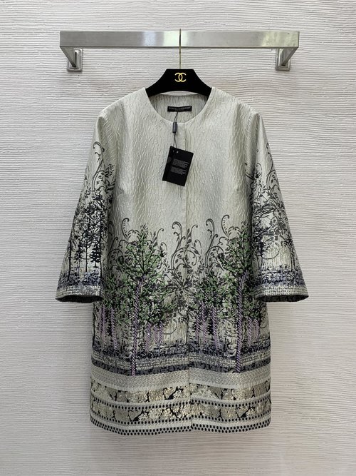 Dolce & Gabbana Stylish Retro Forest Jacquard Jacket with Bead Decoration