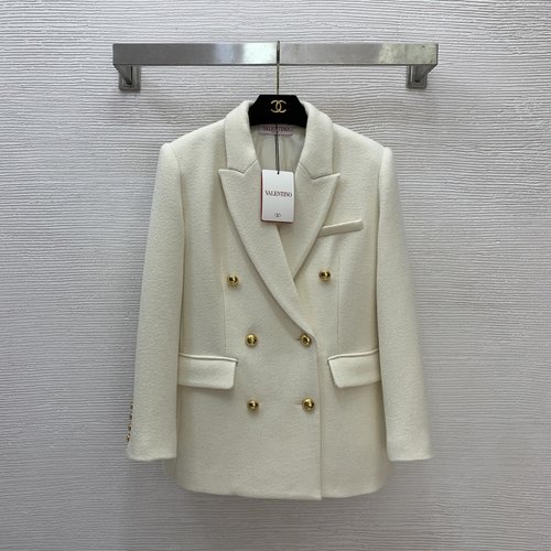 Valentino Fashionable Double-Breasted Collar Wool Blazer