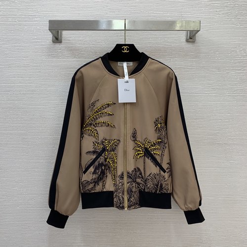 Dior High - end Customized Print Jacket with Rhinestone Decorations