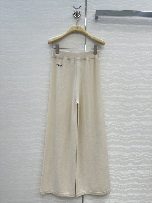 Dior Early Spring Limited Letter Embroidery Cashmere Wide-Leg Pants