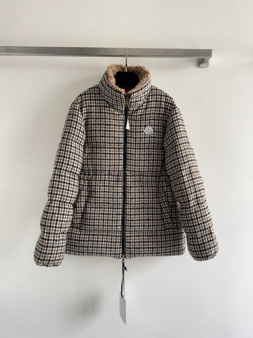 Moncler Stand-up Collar Lamb Wool Vintage Pattern Down Jacket