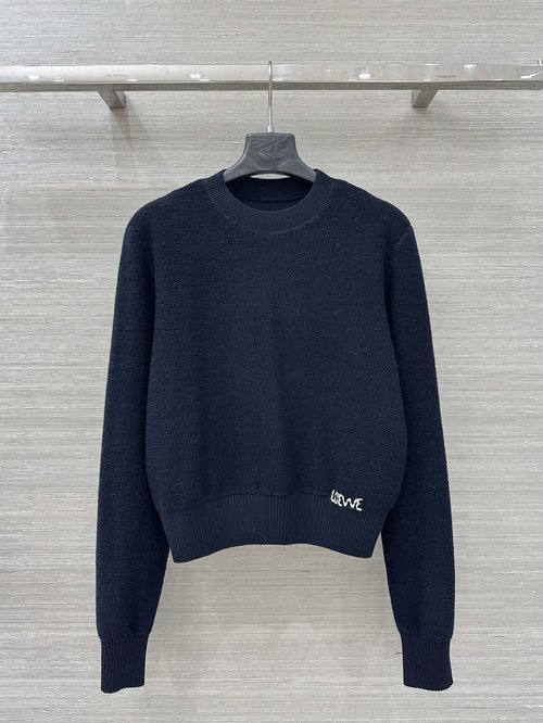 Loewe Original Embroidery Logo Round Neck Soft Wool Sweater