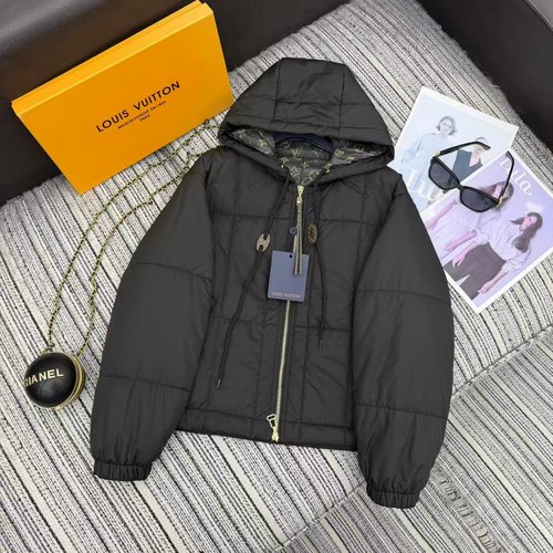 Louis Vuitton Monogram-Embellished Waist-Cinched Hooded Down Jacket