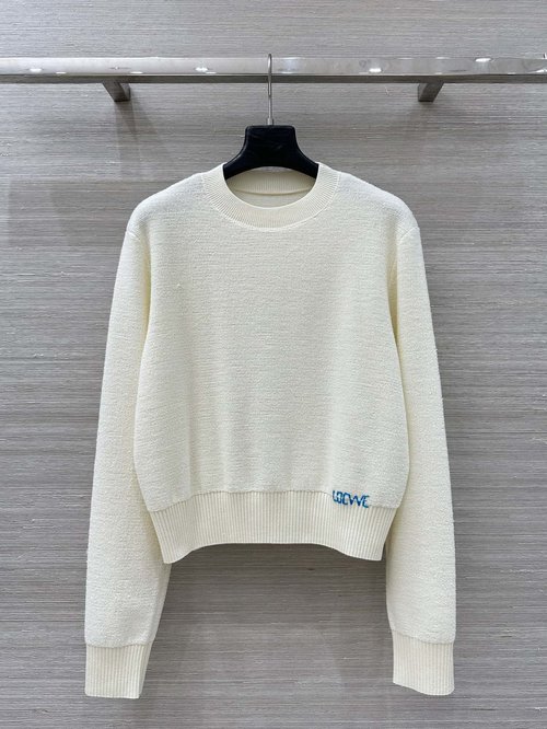 Loewe Original Embroidery Logo Round Neck Soft Wool Sweater