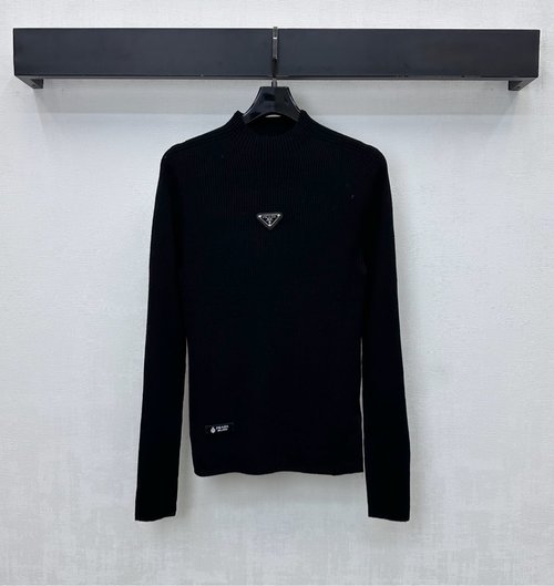 Prada Custom Imported Wool Round Neck Logo Base Layer with Metal Logo for Regular Use