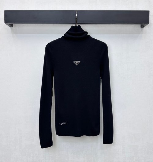 Prada Custom Imported Wool High Neck Logo Base Layer with Metal Logo for Regular Wear