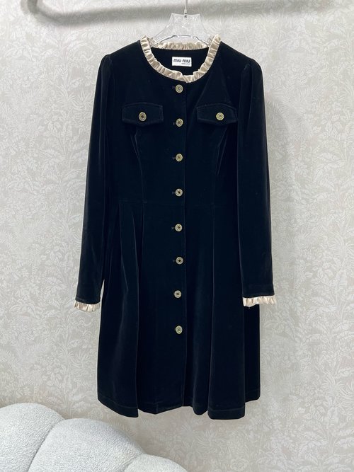 Celine Classic Black Velvet Dress with Custom Hardware, Retro Style