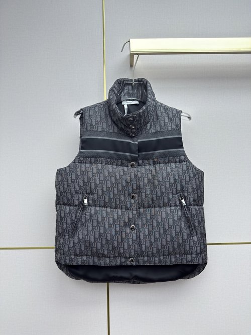 Dior Casual Down Vest with Floral Jacquard Fabric