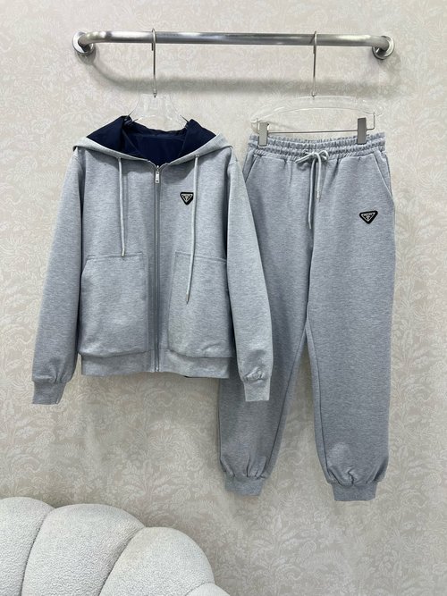 Prada New Set: Double-Sided Jacket and Wide-Leg Trousers for Casual and Commuting