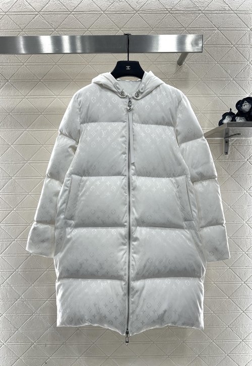 Louis Vuitton Customized Jacquard Nylon Puffer Jacket with Embroidered Logo