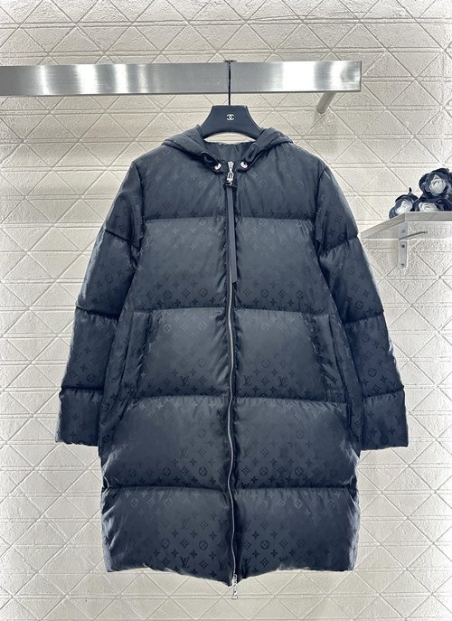 Louis Vuitton Customized Jacquard Nylon Puffer Jacket with Embroidered Logo