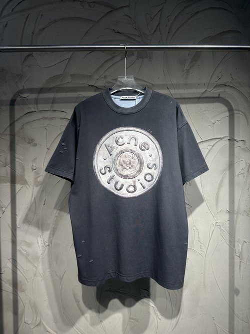 Dior 3D Printed Circle and Letter Acne Short-Sleeve with Heavy-Duty Wash