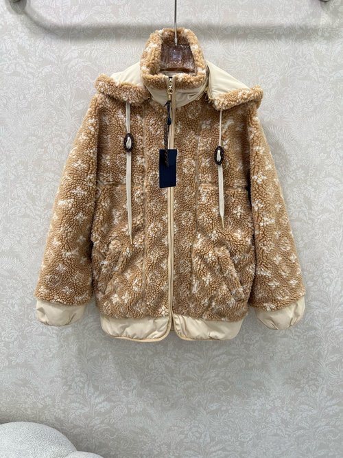 Louis Vuitton Teddy Faux Shearling Jacket with Quilted Lining and Hood