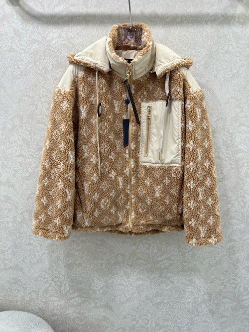 Louis Vuitton New Teddy Faux Shearling Jacket with Quilted Details and Hood