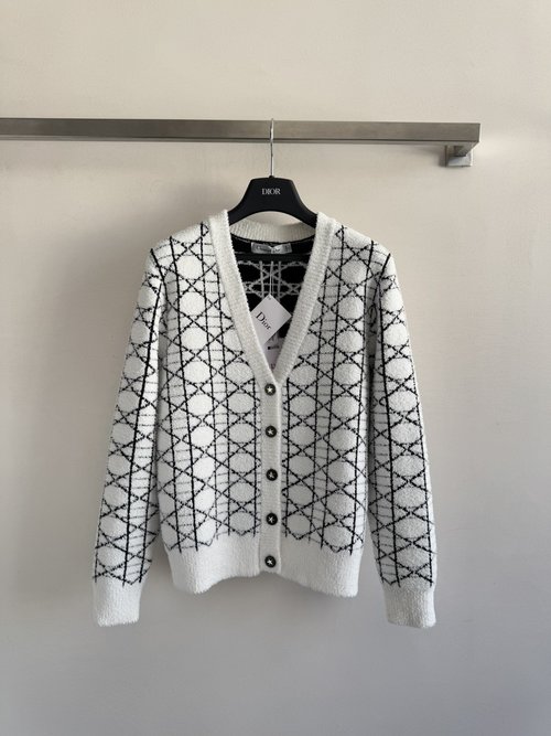 Dior Classic Open Cardigan with Star Buttons, Soft and Elegant