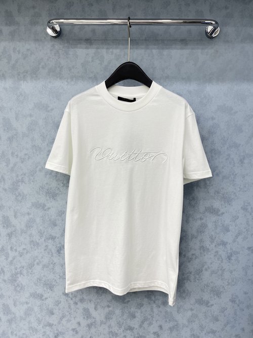 Louis Vuitton New Embroidered Letter Short Sleeve T-Shirt, Elegant and Slimming