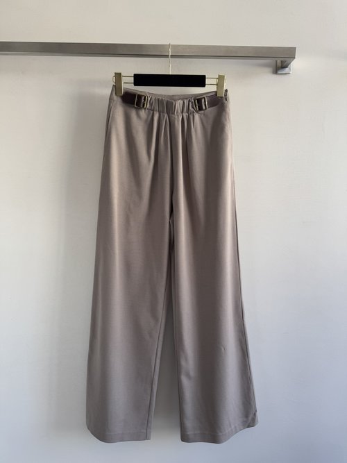 Loro Piana Western-Style Pants with Fold Leather Buckle and High-Class Logo