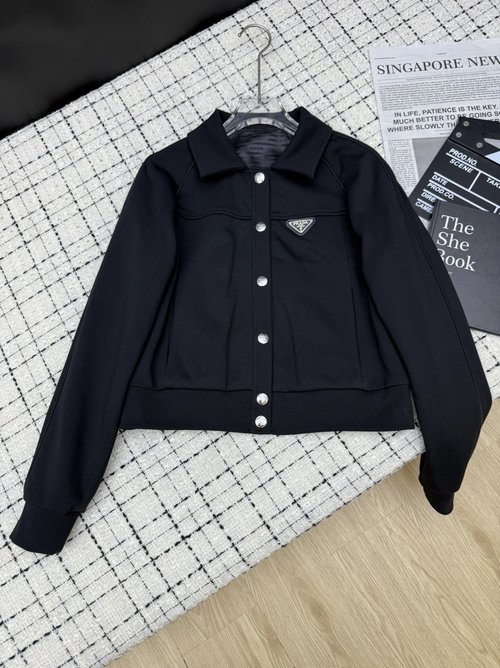 Prada Classic Triangle Logo Coat for an Elegant Appearance