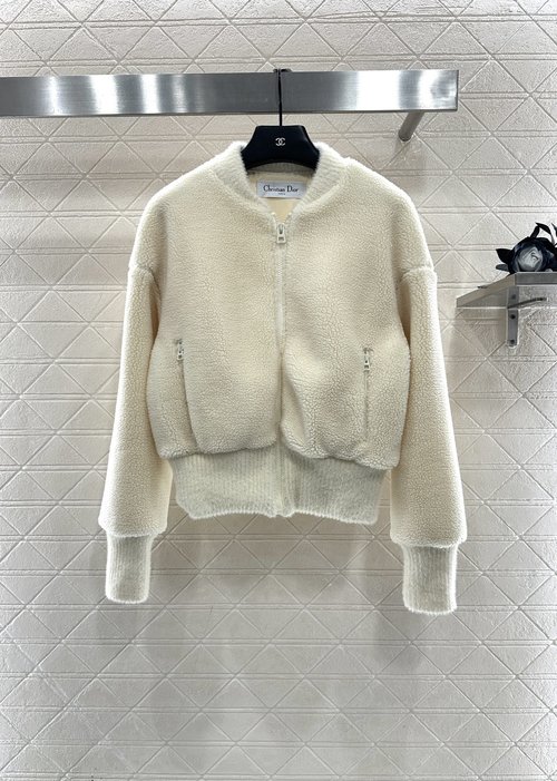 Dior Baseball-Style Teddy Lamb Coat, Warm and Stylish
