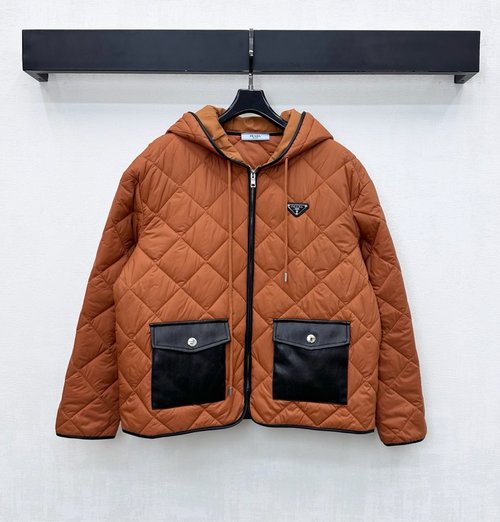 Prada Nylon Hooded Cotton-padded Jacket with Triangular Brand Emblem