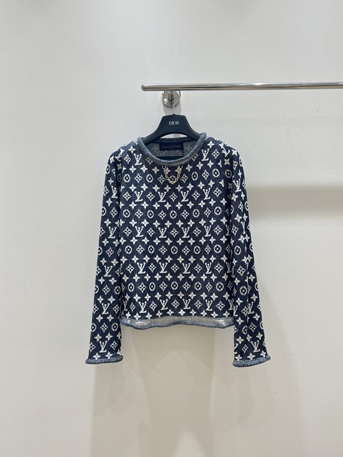 Louis Vuitton Classic Monogrammed Long-Sleeve Knit Top