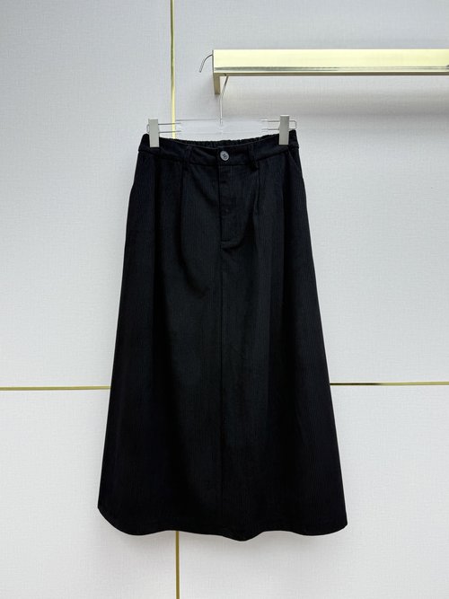Prada Corduroy A - Line Skirt with Back Pocket and Triangle Emblem, Stylish
