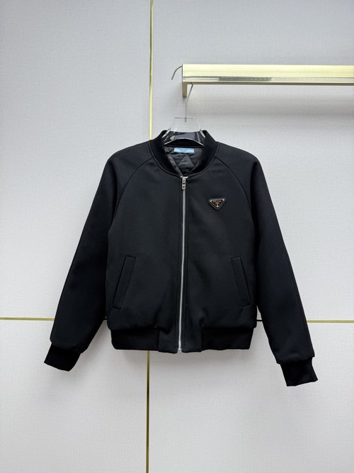 Prada Cotton - Padded Jacket with Chest Triangle Emblem, Minimalist and Graceful