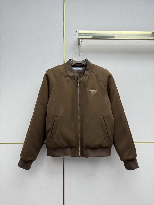 Prada Cotton - Padded Jacket with Chest Triangle Emblem, Minimalist and Graceful