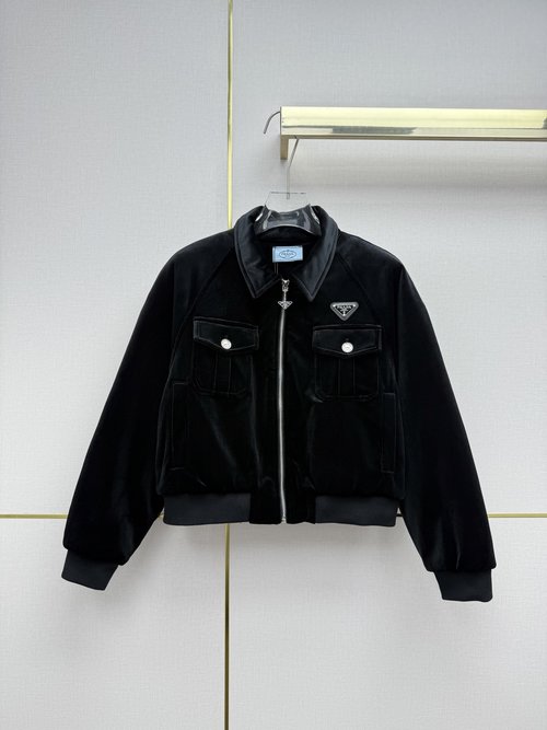 Prada Jacket with Silk Velvet Lining and Chest Pocket Design